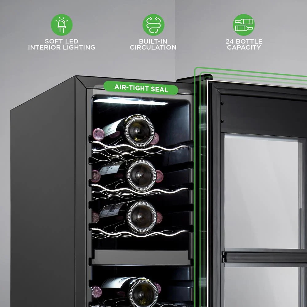 24 Bottle Wine Cooler, Dual Zone, Adjustable Temp, Stainless Steel Handle - Image 6