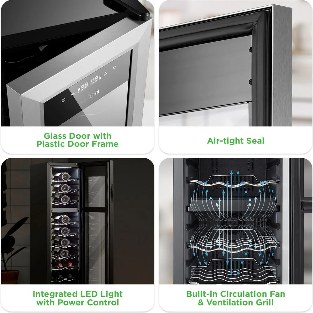 27 Bottle Wine Cooler, Dual Zone, Adjustable Temp, Stainless Steel Door - Image 5