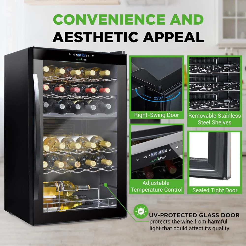 33 Bottle Wine Fridge, Dual Zone, Adjustable Temp, Stainless Steel Handle - Image 4