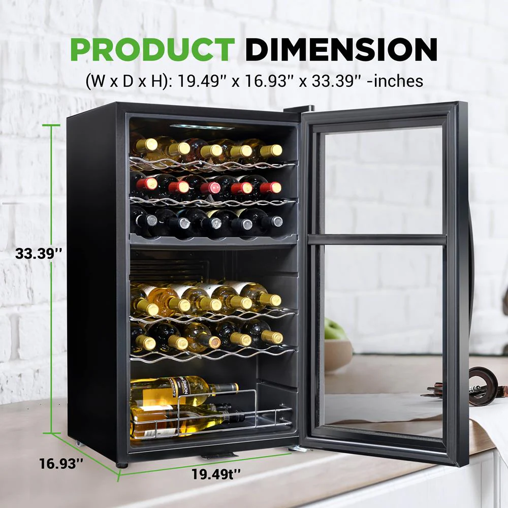 33 Bottle Wine Fridge, Dual Zone, Adjustable Temp, Stainless Steel Handle - Image 5