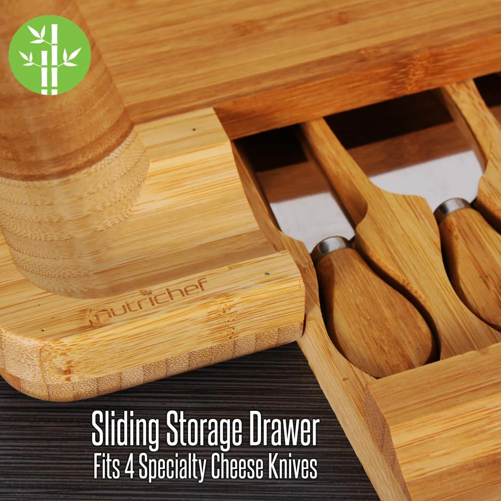 Bamboo Cheese Board & Cutlery Set - Image 3