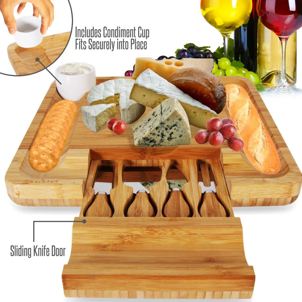 Bamboo Cheese Board & Cutlery Set - Image 4
