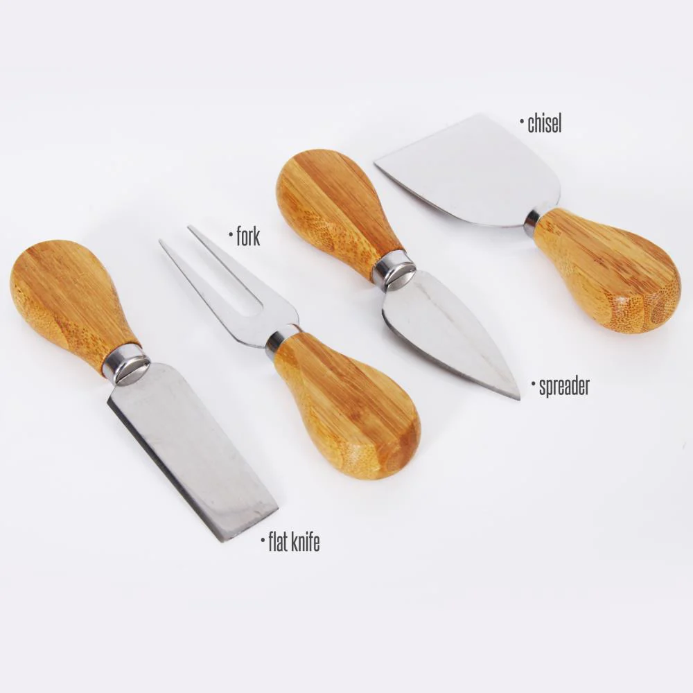 Bamboo Cheese Board & Cutlery Set - Image 5