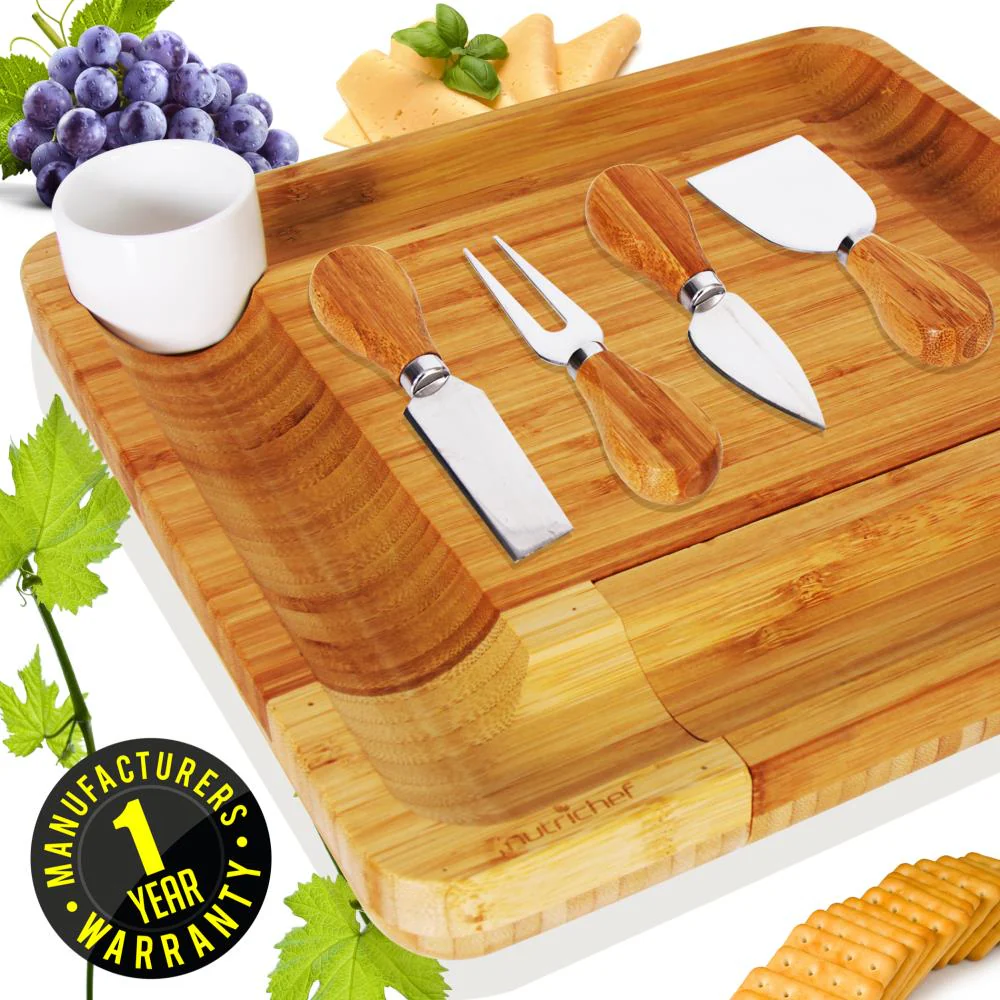Bamboo Cheese Board & Cutlery Set - Image 6