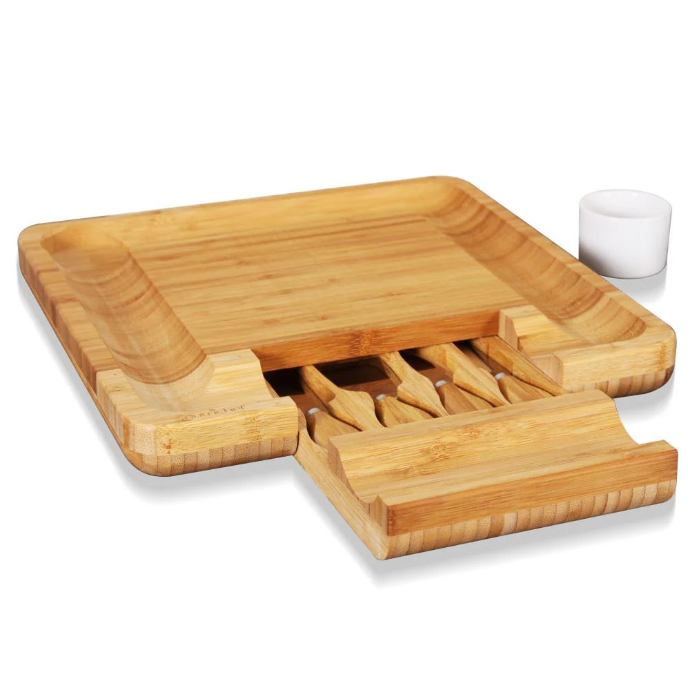 Bamboo Cheese Board & Cutlery Set - Image 9