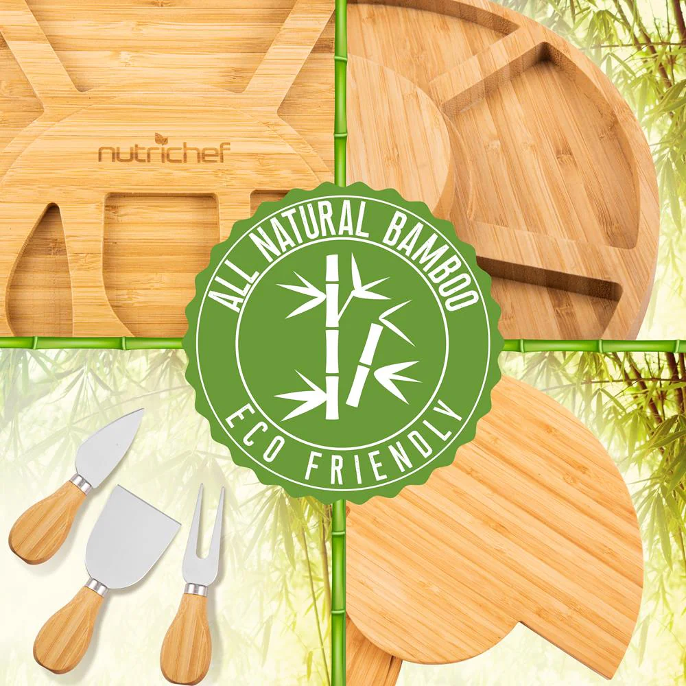 Bamboo Cheese Board Set, Extra Large, 13" Round, Includes Knives & Bowls - Image 7