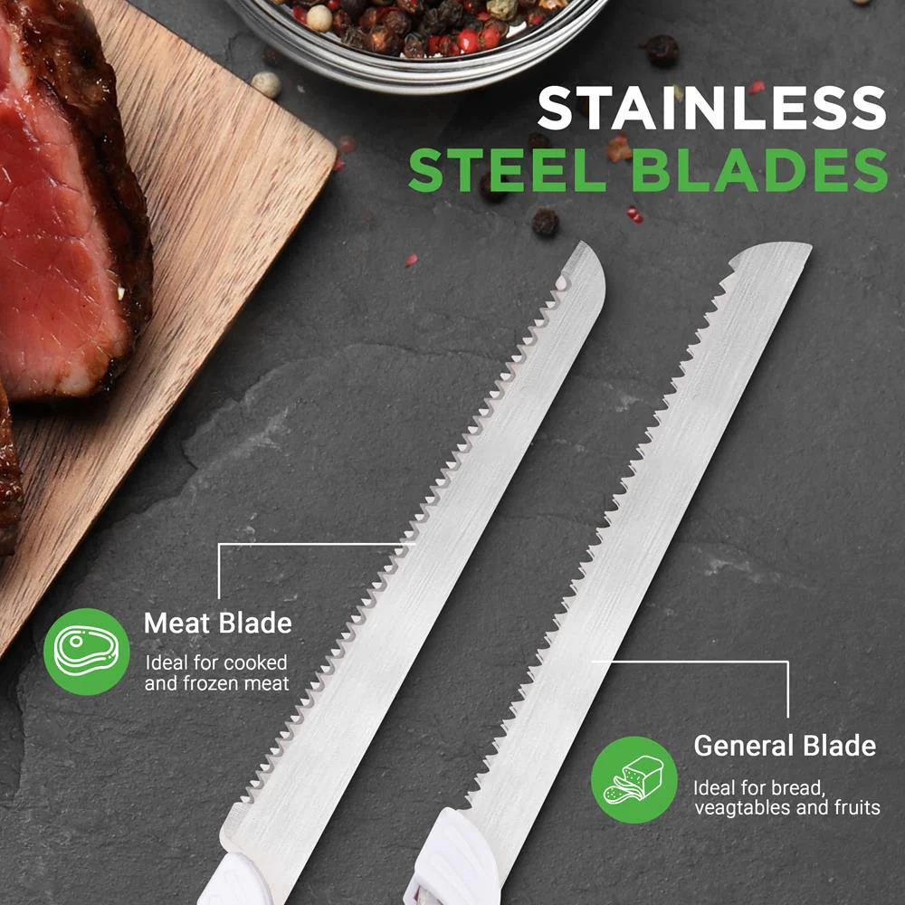 Electric Carving Knife Set - Effortless Slicing, Stainless Blades, Wood Stand - Image 4