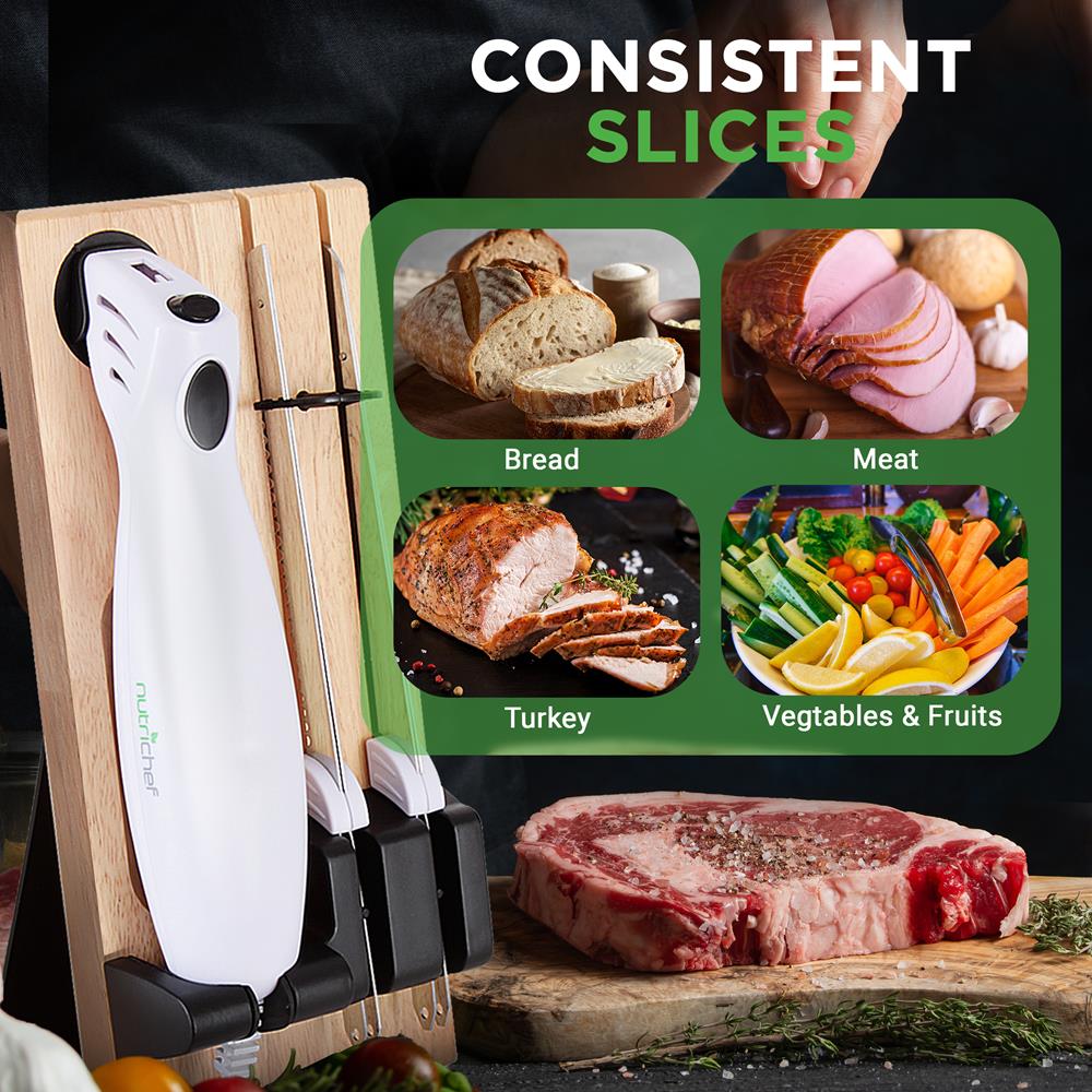 Electric Carving Knife Set - Effortless Slicing, Stainless Blades, Wood Stand - Image 6