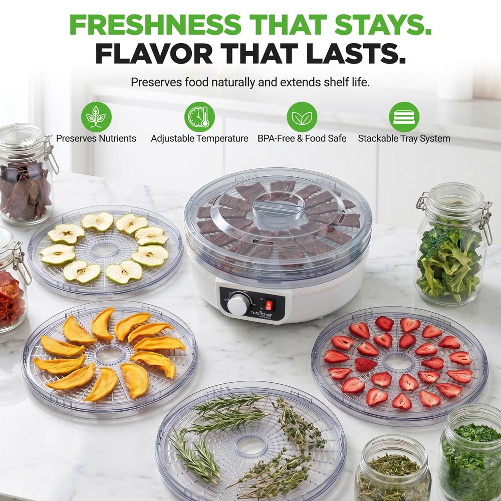 Electric Countertop Food Dehydrator, Food Preserver (White) - Image 2
