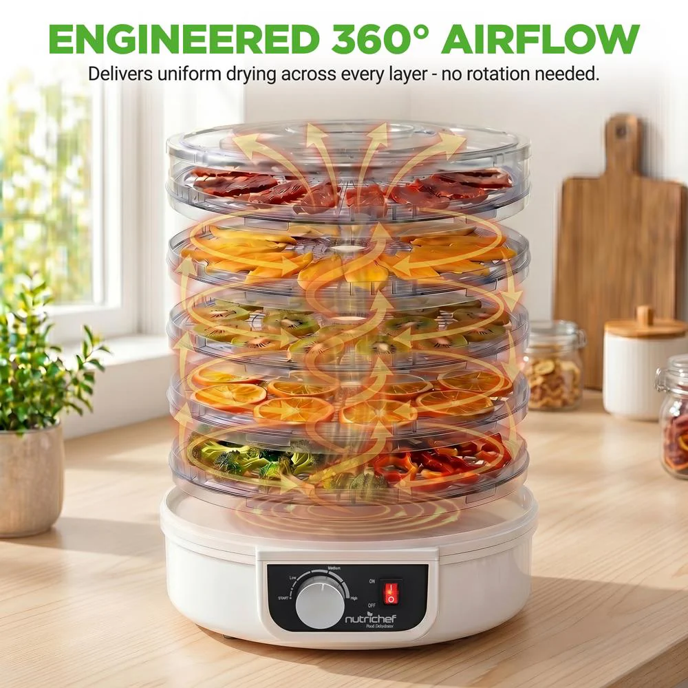 Electric Countertop Food Dehydrator, Food Preserver (White) - Image 3