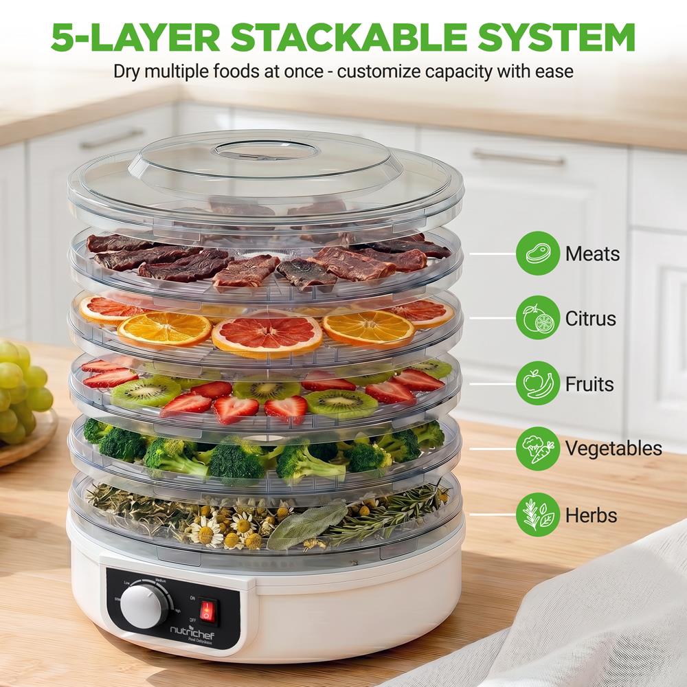 Electric Countertop Food Dehydrator, Food Preserver (White) - Image 4