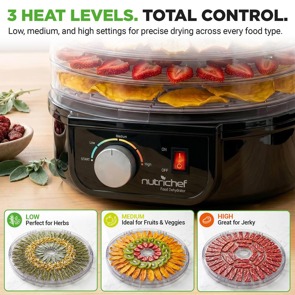 Electric Food Dehydrator, Preserves Nutrients, 5 Stackable Trays, Black - Image 5