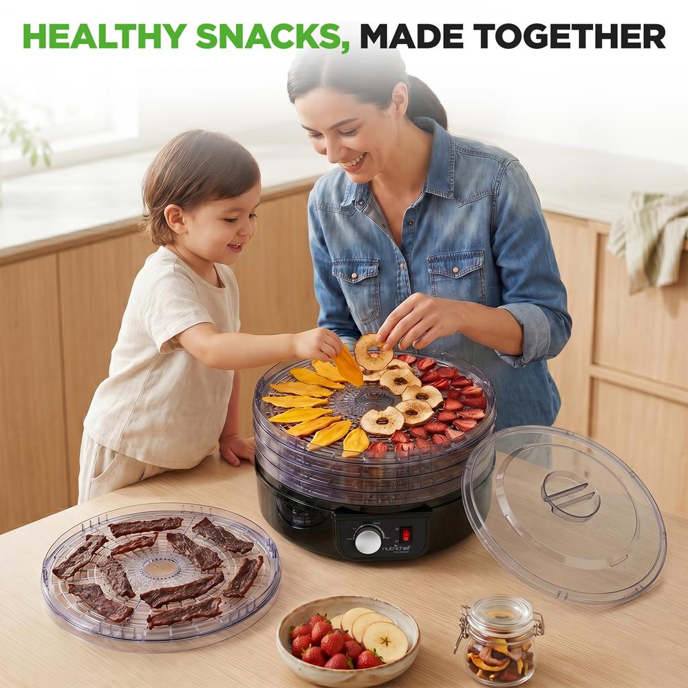 Electric Food Dehydrator, Preserves Nutrients, 5 Stackable Trays, Black - Image 7