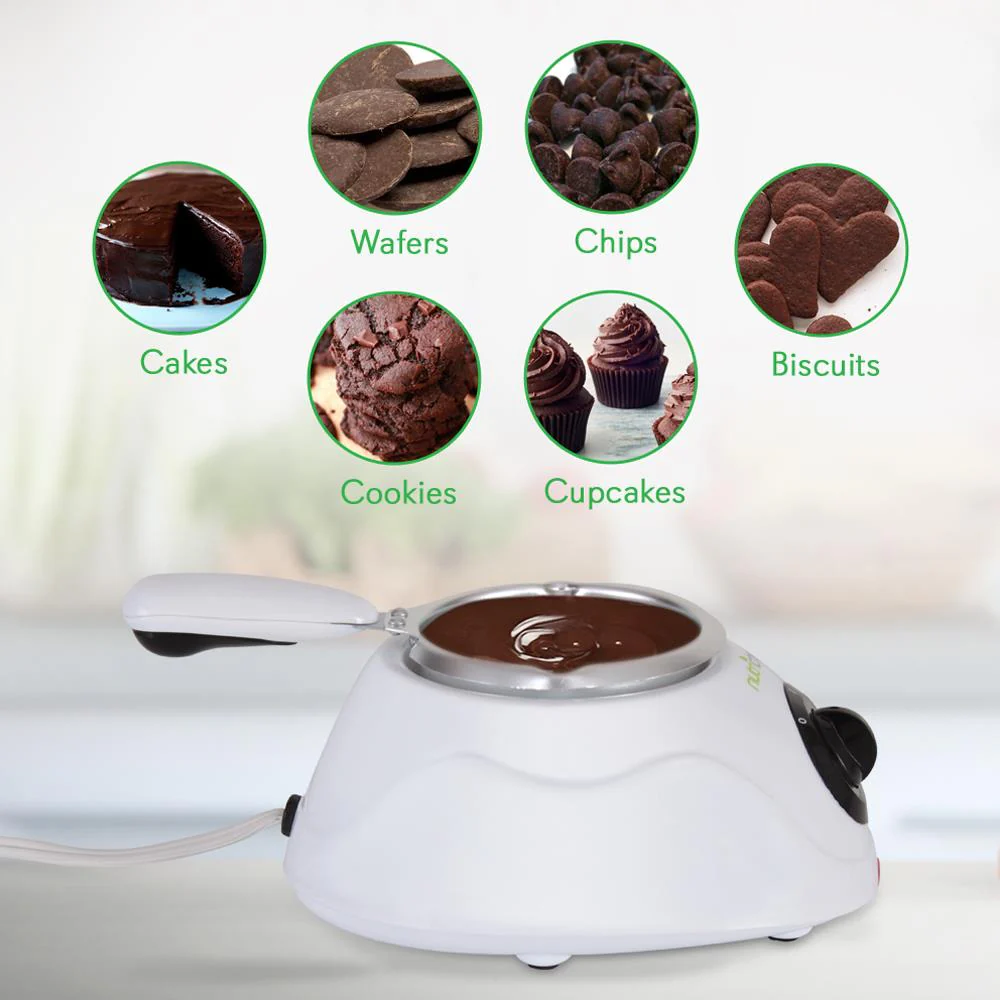 Electric Fondue Pot, Keeps Chocolate Warm, 8.8 Oz, White - Image 3