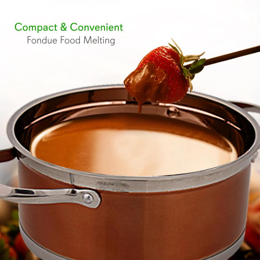 Electric Fondue Maker 1000W Nonstick Stainless Steel Pot w/Forks - Image 6