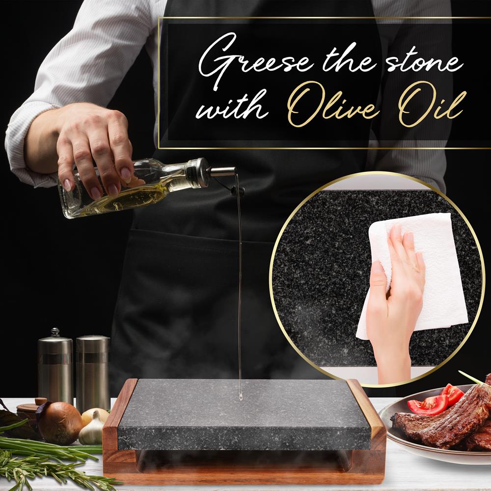 Cooking Stone Grill Set - Retains Heat - Natural Granite Stone - Image 5