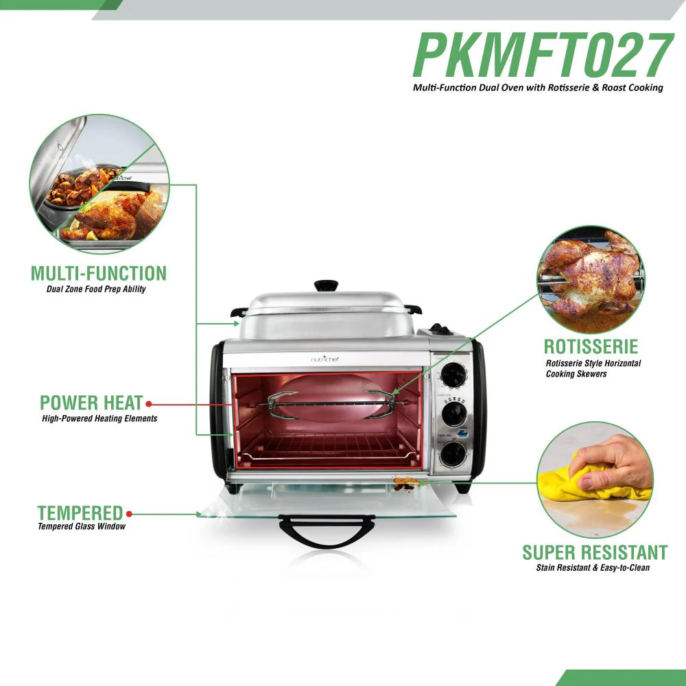 Multi-Function Oven with Rotisserie, Dual Zone, 1780W, Tempered Glass - Image 3