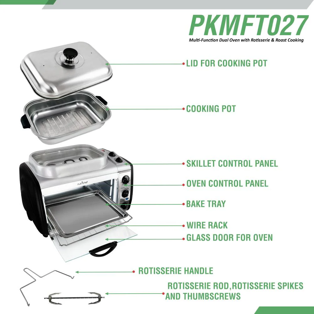 Multi-Function Oven with Rotisserie, Dual Zone, 1780W, Tempered Glass - Image 4