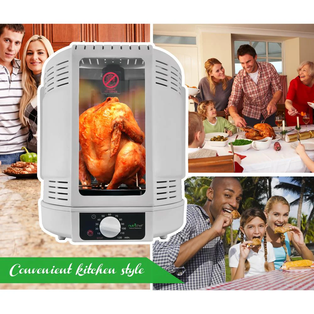 Vertical Rotisserie Oven - Fat-Reducing Dual Heating - White - Image 8