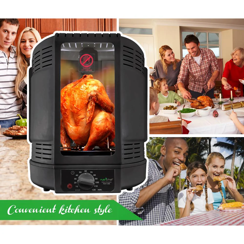 Vertical Rotisserie Oven, Fat-Reducing, Dual Heating, See-Through Window - Image 3