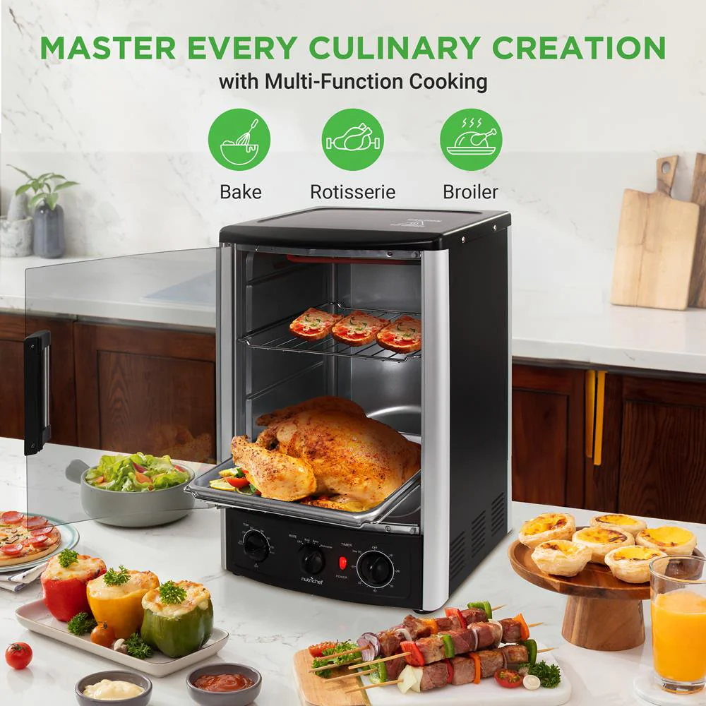 Vertical Rotisserie Oven, 2 Shelves, 1500W, Tempered Glass Door - Image 2