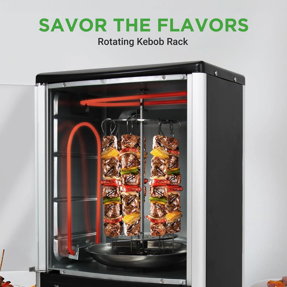Vertical Rotisserie Oven, 2 Shelves, 1500W, Tempered Glass Door - Image 3