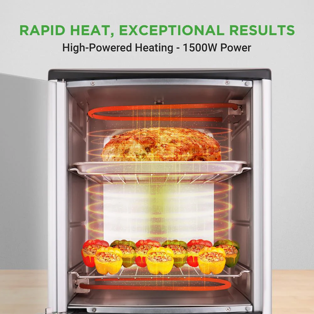 Vertical Rotisserie Oven, 2 Shelves, 1500W, Tempered Glass Door - Image 4