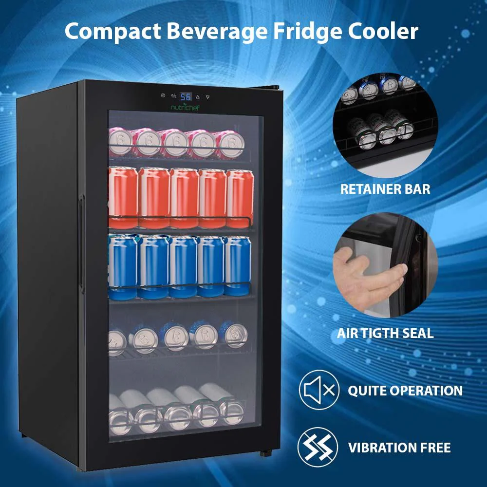 Compact Beverage Fridge Cooler - Can Beverage Chiller Refrigerator (132 Can Capacity) - Image 4
