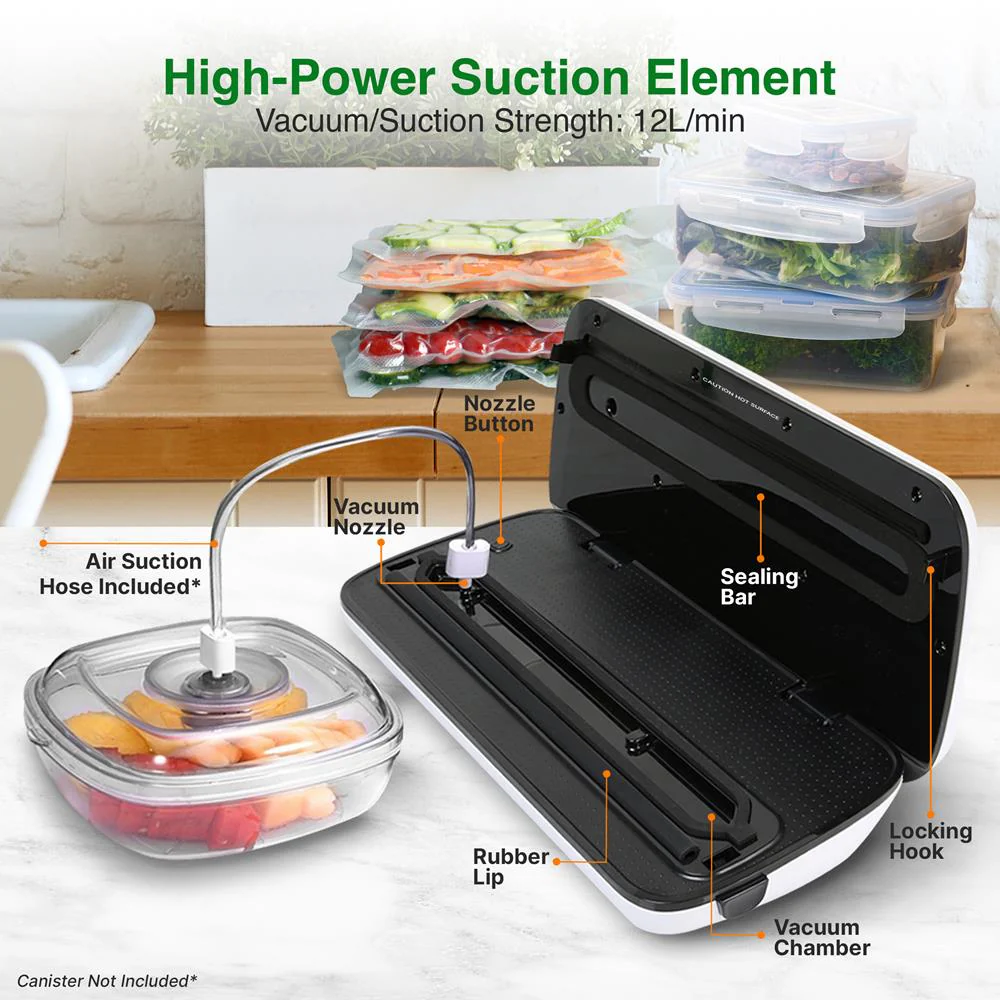 Food Vacuum Sealer - Extends Shelf Life, High Suction, LED Touch Controls - Image 6