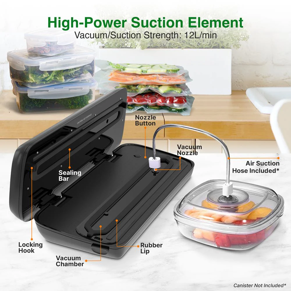 Automatic Vacuum Sealer System - Electric Air Sealing Food Preserver With Stainless Steel Housing - Image 5