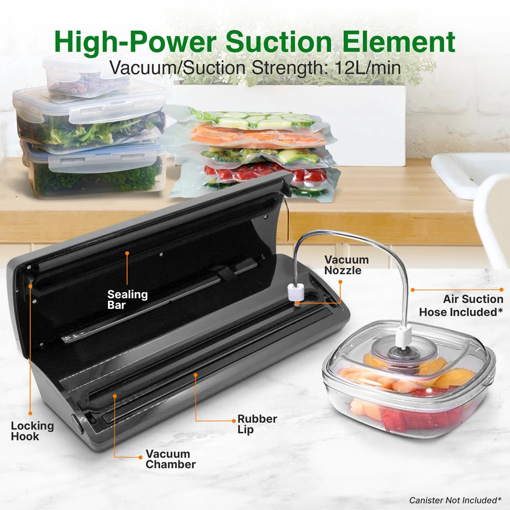 Food Vacuum Sealer, Extends Shelf Life, Stainless Steel & ABS, 110W - Image 5