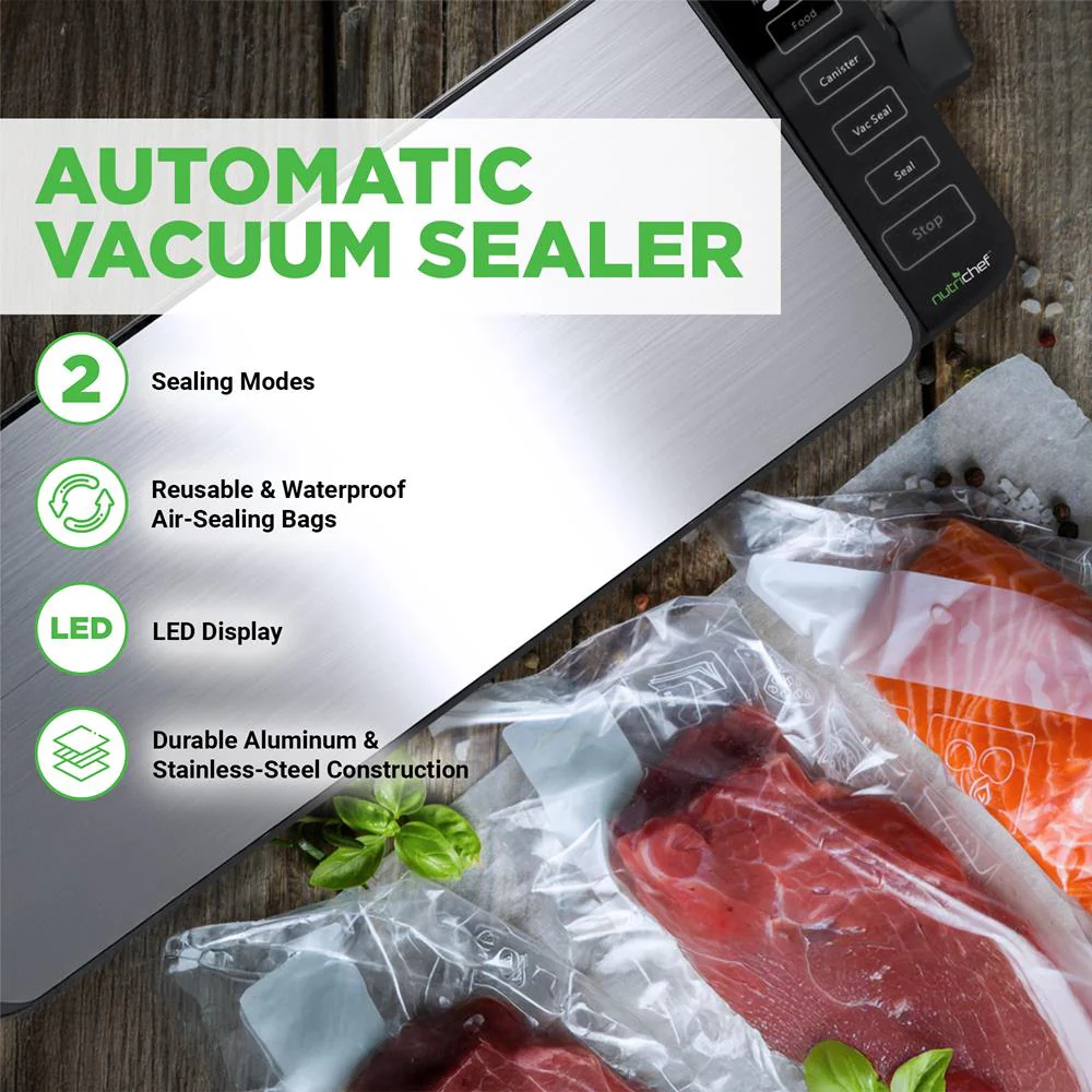 Automatic Food Vacuum Sealer - Electric Air Sealing Preserver System With Reusable Vacuum Food Bags (Stainless Steel) - Image 3