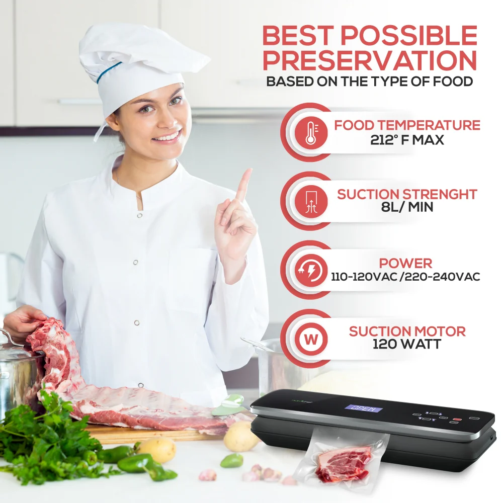 Automatic Food Vacuum Sealer - Electric Air Sealing Preserver System With Soft Touch Digital Button Controls - Image 5