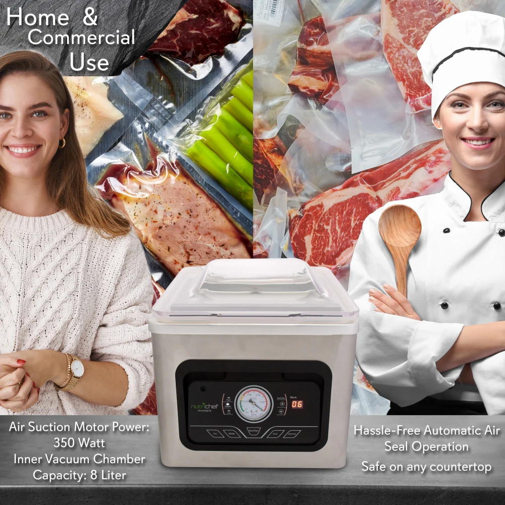 Chamber Food Vacuum Sealer System - Commercial Electric Air Seal Preserver With Air Vac Bags (Stainless Steel) - Image 6