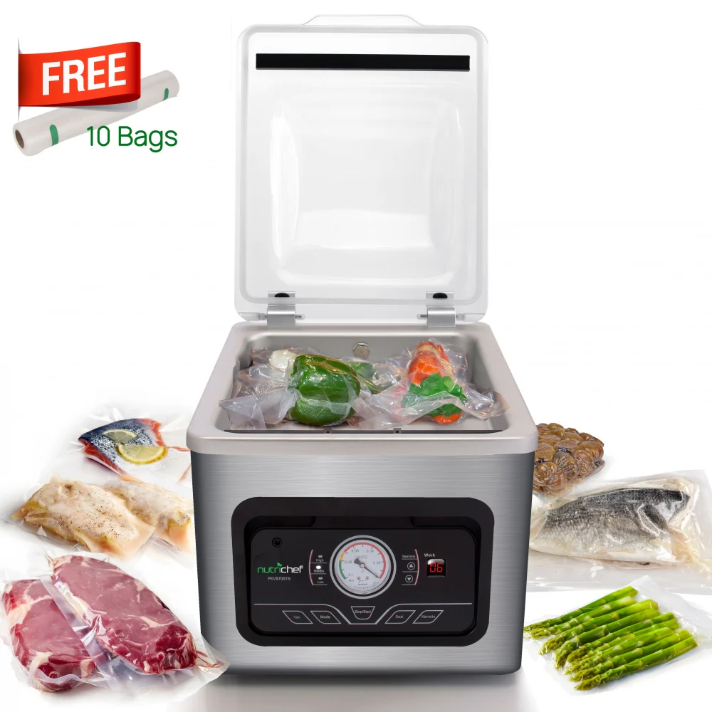 Chamber Food Vacuum Sealer System - Commercial Electric Air Seal Preserver With Air Vac Bags (Stainless Steel) - Image 2