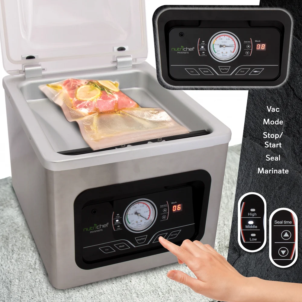 Chamber Food Vacuum Sealer System - Commercial Electric Air Seal Preserver With Air Vac Bags (Stainless Steel) - Image 3