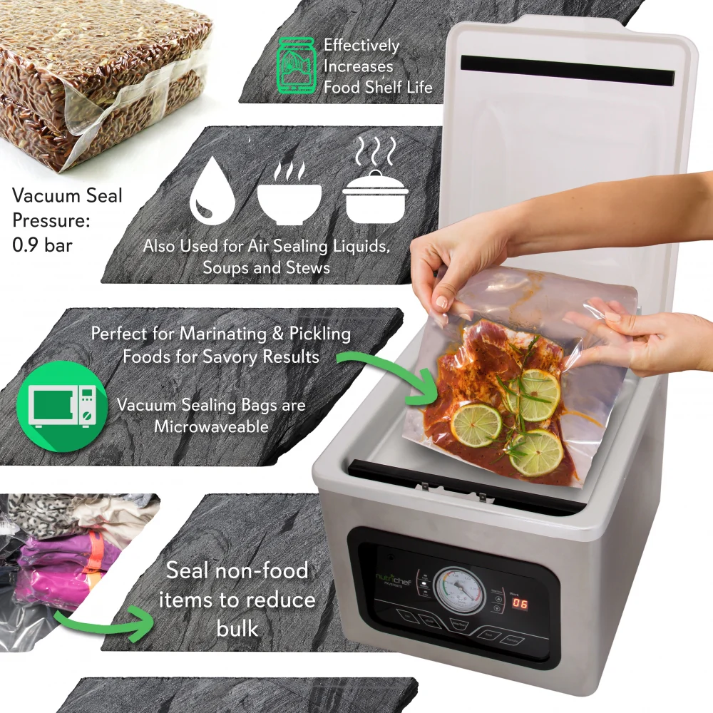 Chamber Food Vacuum Sealer System - Commercial Electric Air Seal Preserver With Air Vac Bags (Stainless Steel) - Image 4