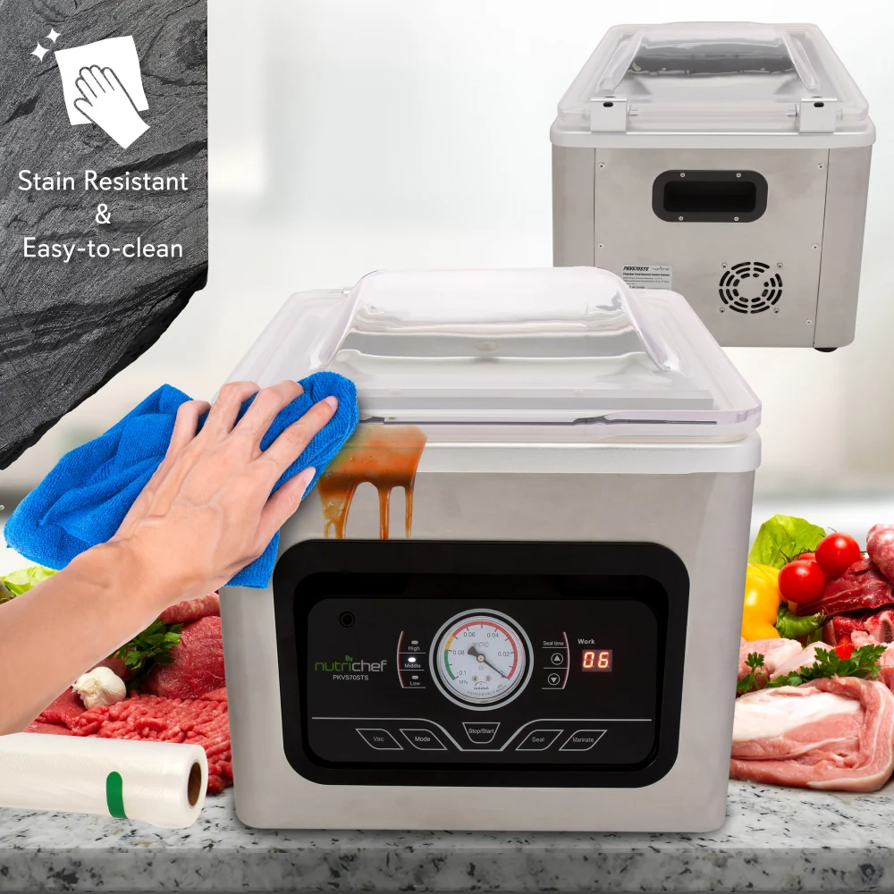 Chamber Food Vacuum Sealer System - Commercial Electric Air Seal Preserver With Air Vac Bags (Stainless Steel) - Image 5