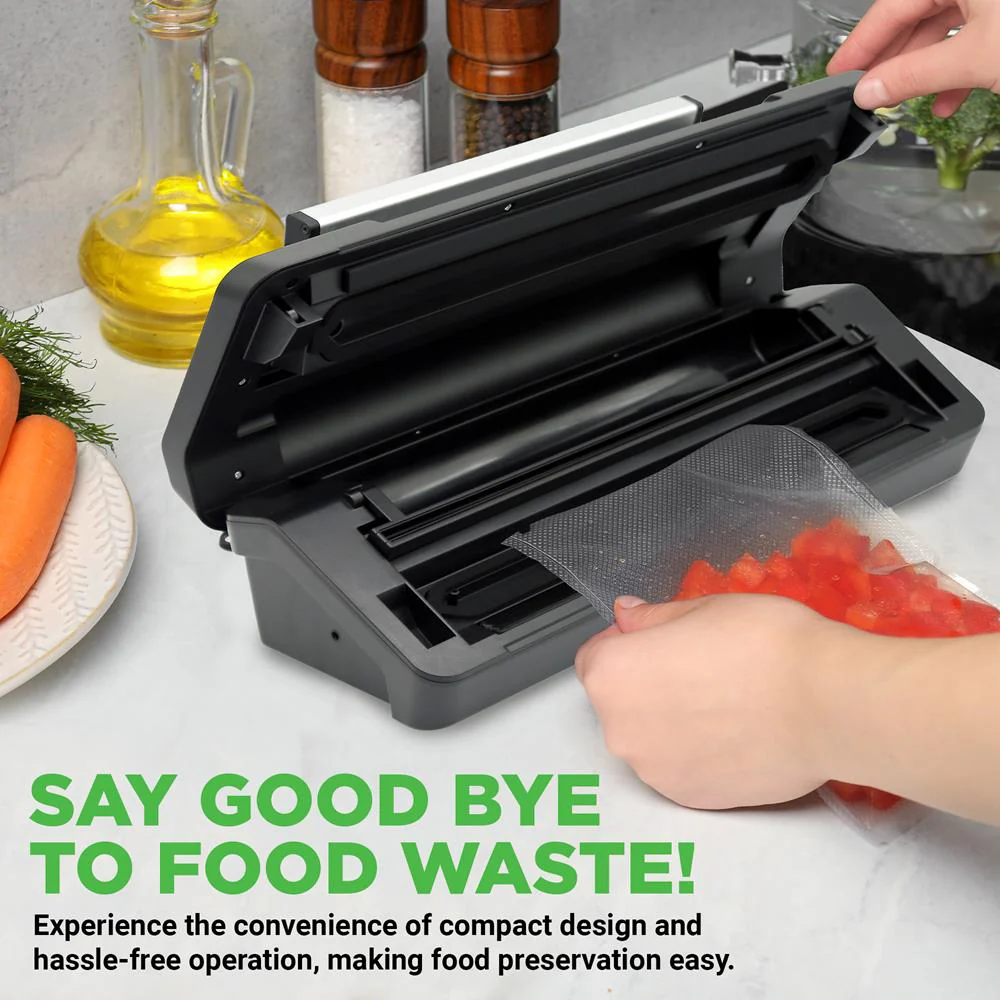 Vacuum Sealer for Food Freshness, Dual Seal, Built-in Cutter, Silver - Image 2