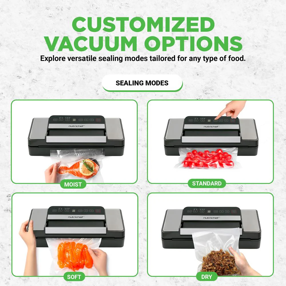 Vacuum Sealer for Food Freshness, Dual Seal, Built-in Cutter, Silver - Image 4