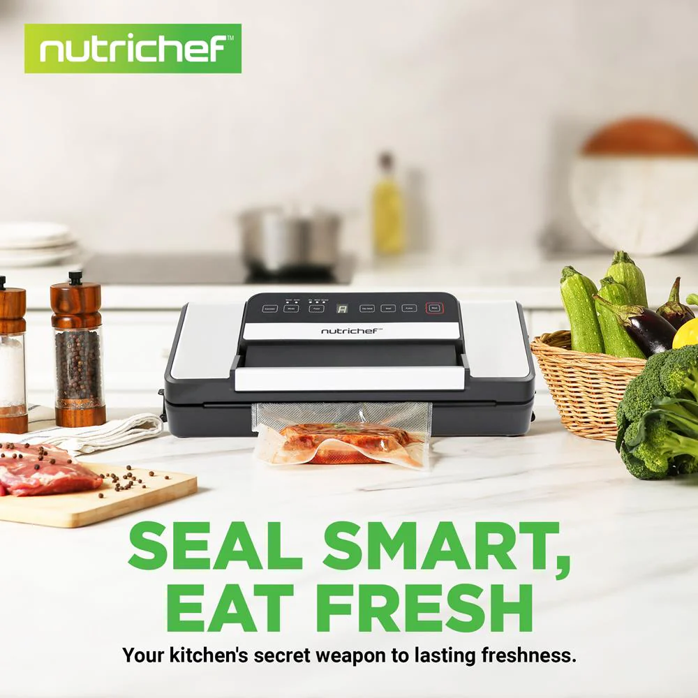 Vacuum Sealer for Food Freshness, Dual Seal, Built-in Cutter, Silver - Image 7