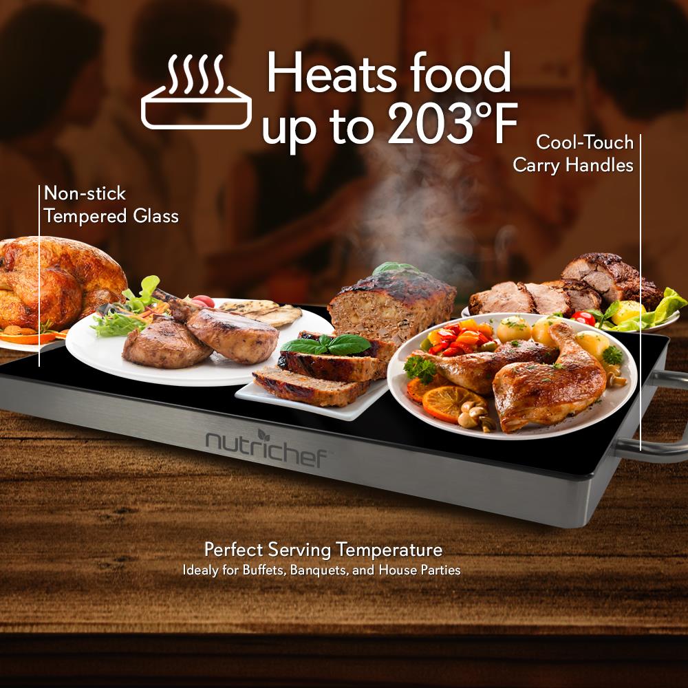 Electric Warming Tray / Food Warmer With Non-Stick Heat-Resistant Glass Plate (14.5'' X 8.6'' Heating Surface) - Image 3