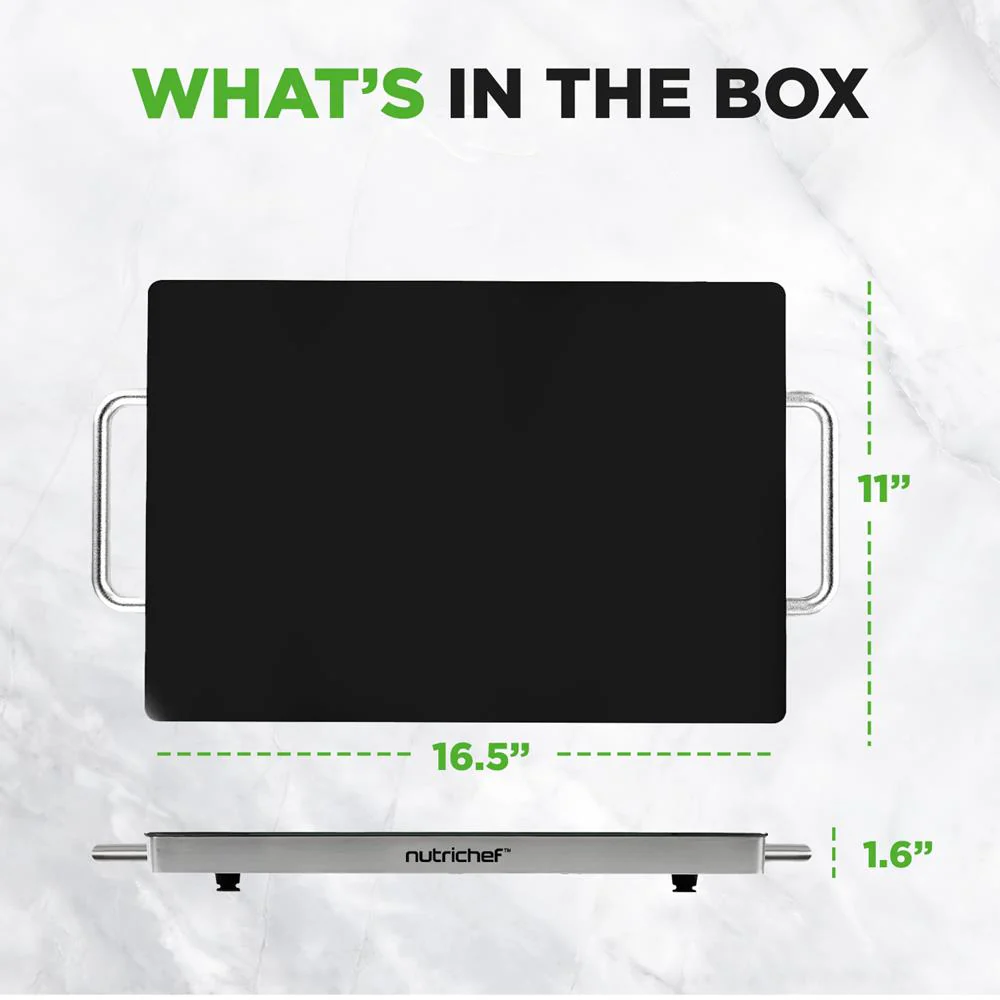 Electric Warming Tray Keeps Food Hot 16.5"x11" Glass Top Stainless Steel - Image 5