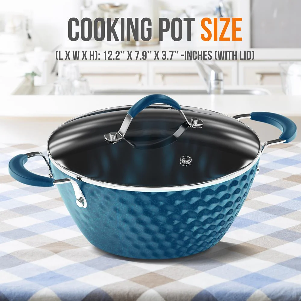 Cooking Pot With Lid - Stylish Kitchen Cookware With Elegant Diamond Pattern, Non-Stick, 2.1 Quart (Works With Model: Nccw11Bd) - Image 2