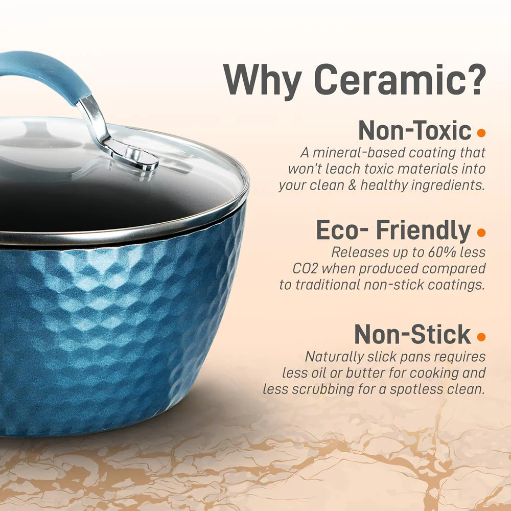 Cooking Pot With Lid - Stylish Kitchen Cookware With Elegant Diamond Pattern, Non-Stick, 2.1 Quart (Works With Model: Nccw11Bd) - Image 3