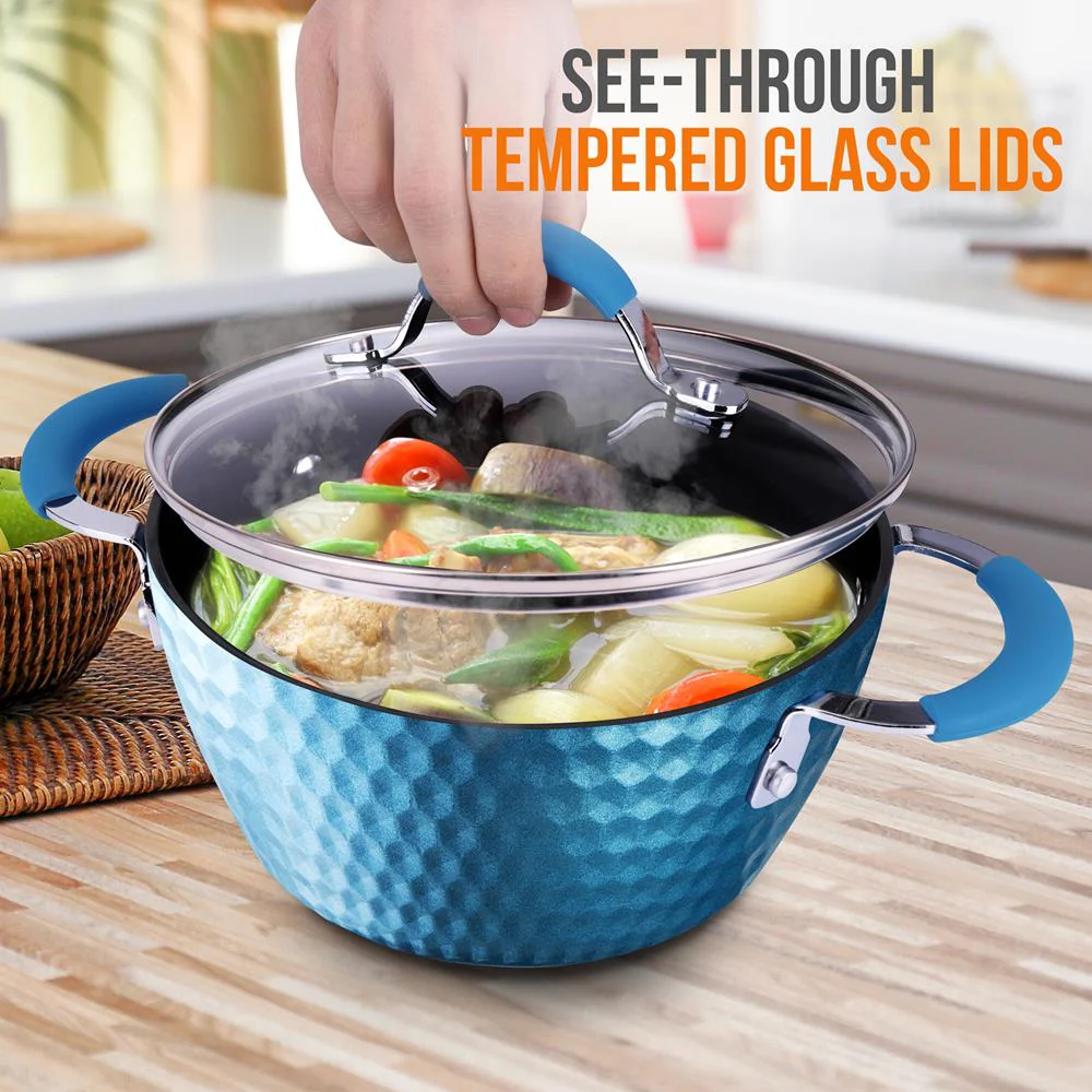 Cooking Pot With Lid - Stylish Kitchen Cookware With Elegant Diamond Pattern, Non-Stick, 2.1 Quart (Works With Model: Nccw11Bd) - Image 5