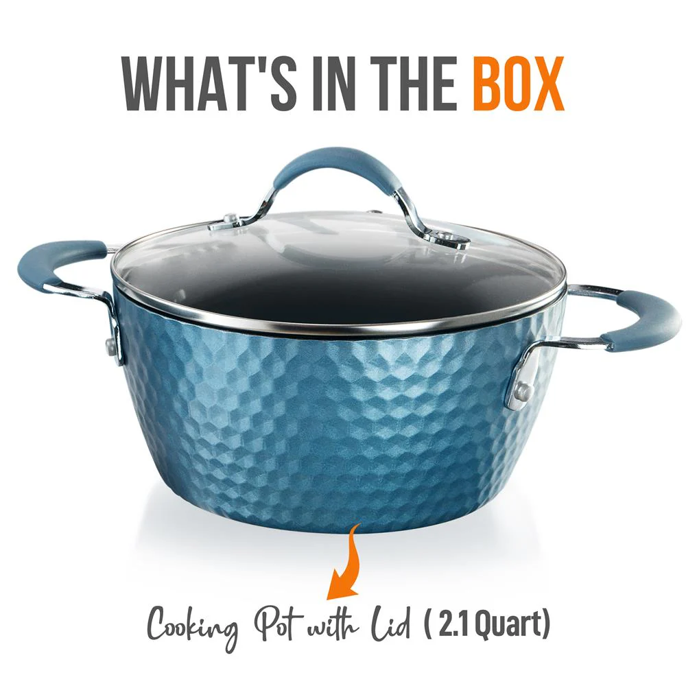 Cooking Pot With Lid - Stylish Kitchen Cookware With Elegant Diamond Pattern, Non-Stick, 2.1 Quart (Works With Model: Nccw11Bd) - Image 7