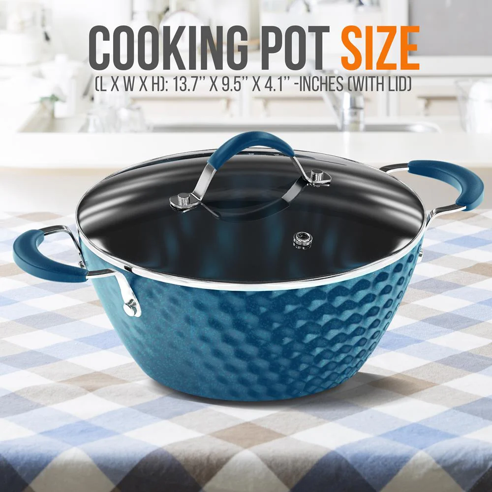 Dutch Oven Pot With Lid - Stylish Kitchen Cookware With Elegant Diamond Pattern, Non-Stick, 3.6 Quart (Works With Model: Nccw11Bd) - Image 2