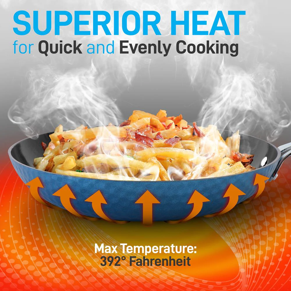 11'' Large Fry Pan - Stylish Kitchen Cookware With Elegant Diamond Pattern, Non-Stick (Works With Model: Nccw11Bd) - Image 6