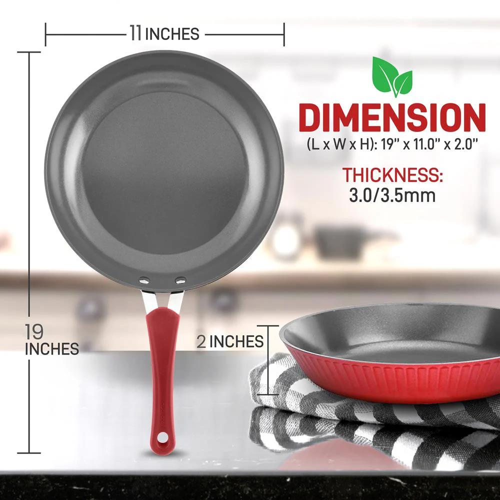 11'' Large Fry Pan - Non-Stick High-Qualified Kitchen Cookware, (Works With Model: Nccw11Rdl) - Image 2